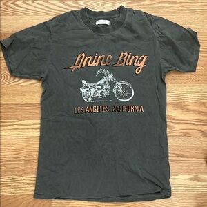 Anine Bing Charcoal Tee with Motorcycle Graphic